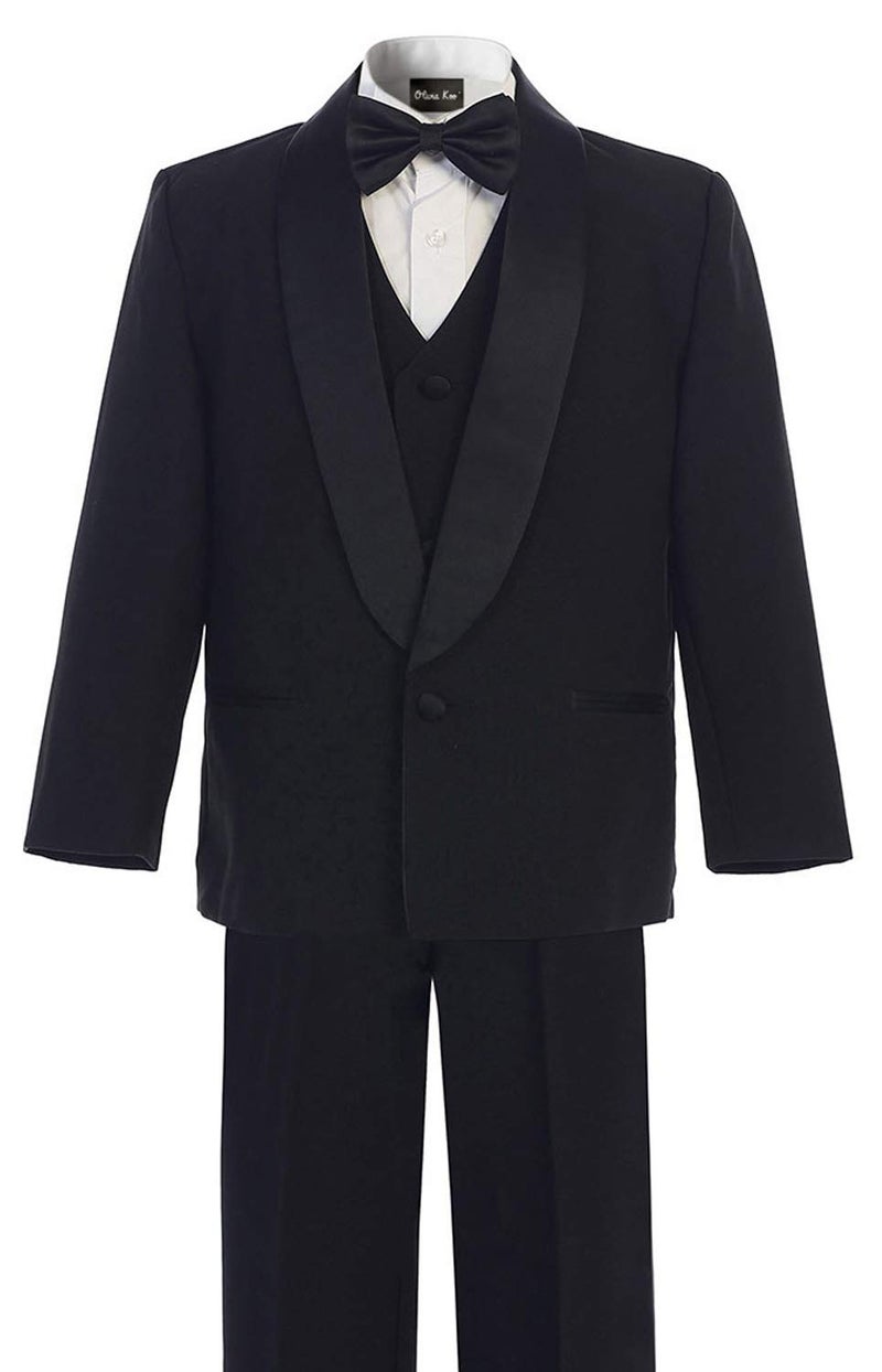 OLIVIA KOO Boy's Perfect Fit Classic Tuxedo Suit With No Tail,Black One Button,3T - Image 2